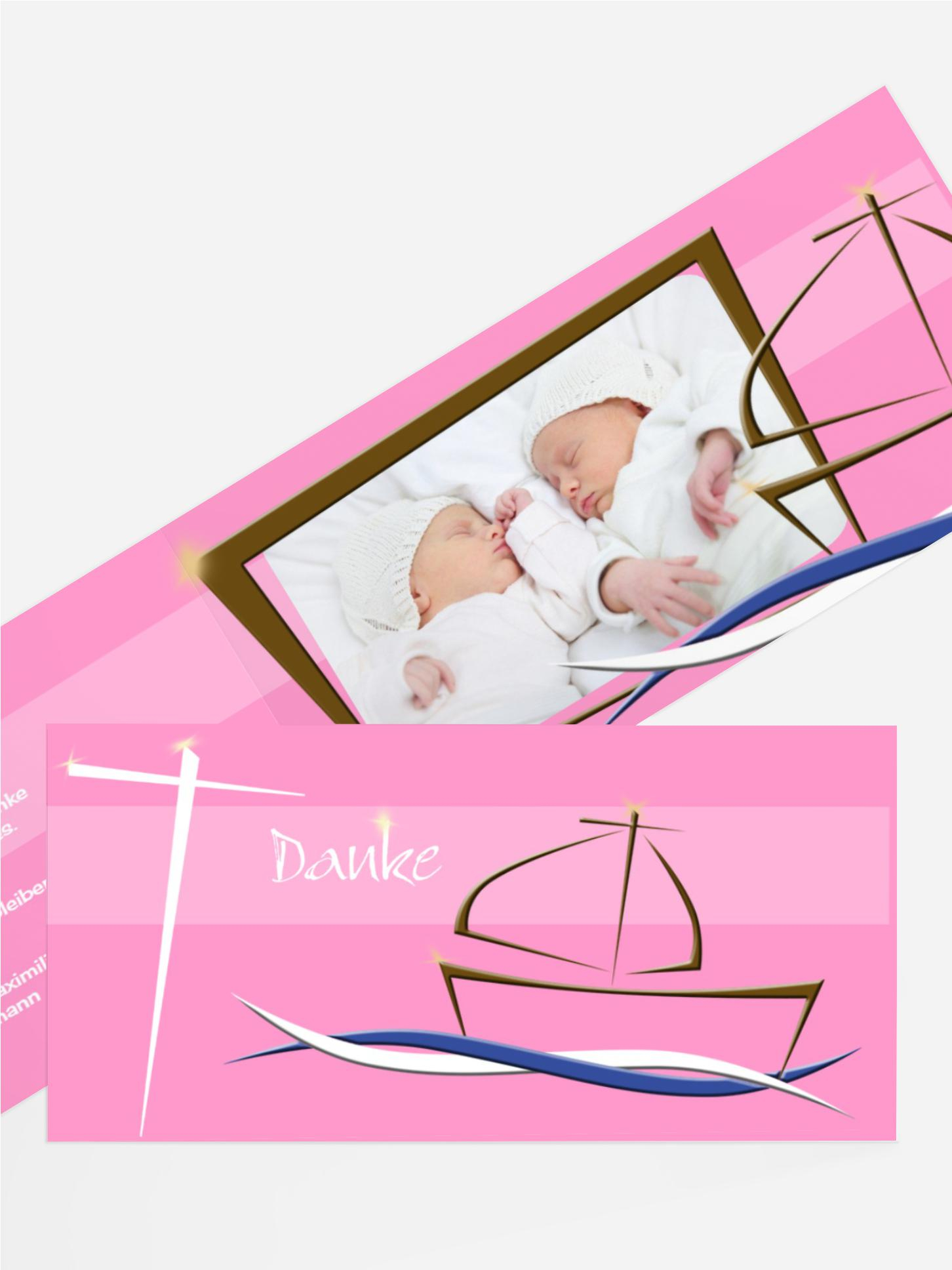 Dankeskarte Taufe Schiffchen auf Wellen