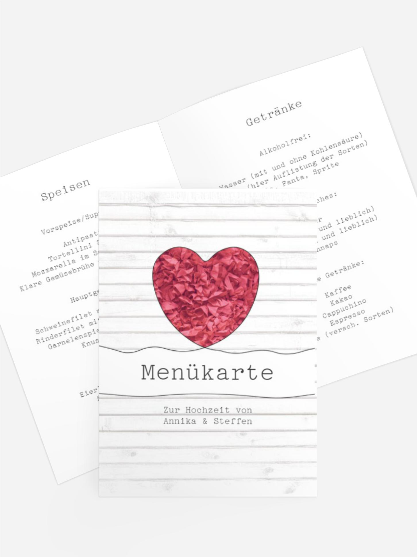 Menükarte zur Hochzeit Mr&Mrs Menükarte zur Hochzeit Mr&Mrs