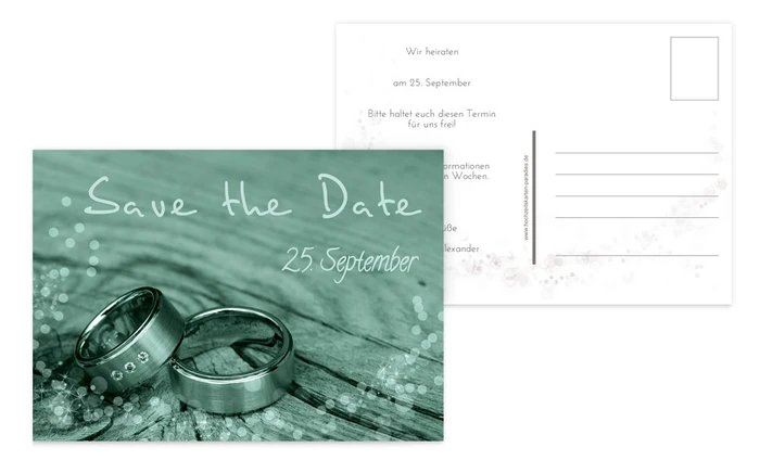 Save the Date Karte Hochzeit Eheringe