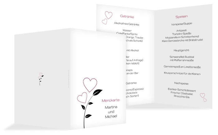Menükarte Herzblume
