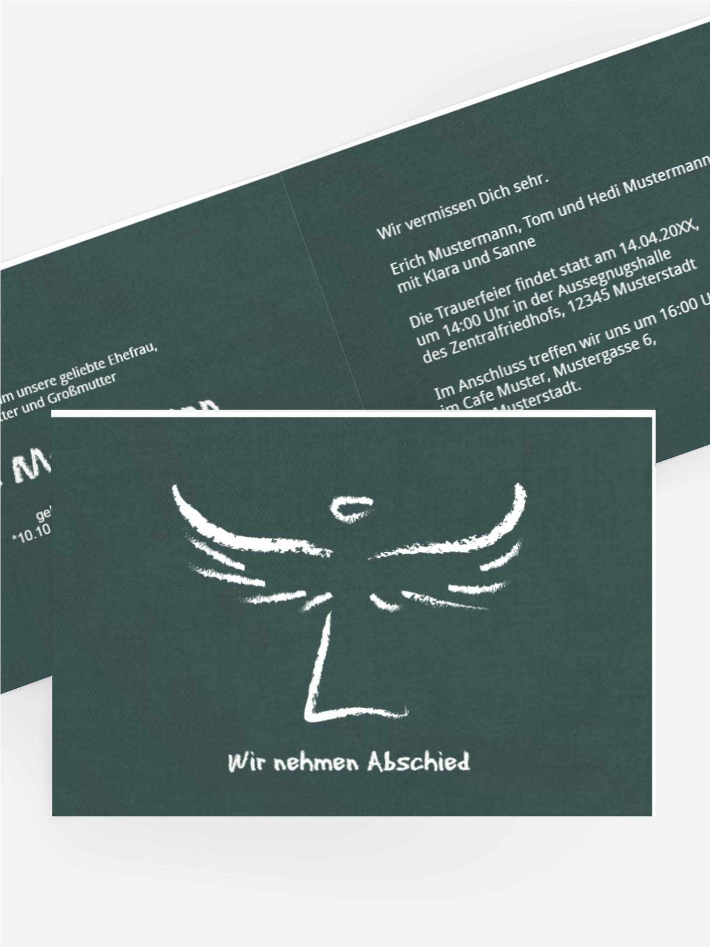 Trauerkarte heavenly wings quer