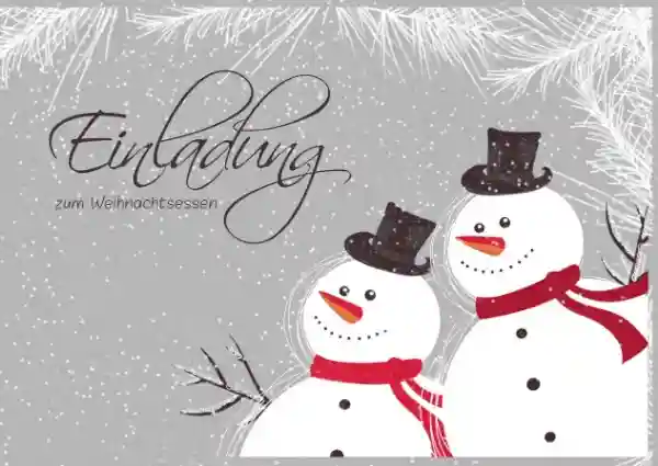 Weihnachtseinladung Schneemänner