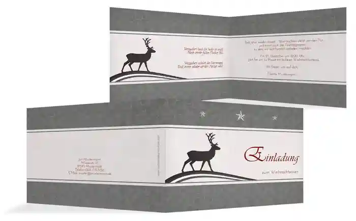 Weihnachtseinladung Privat classic Elch