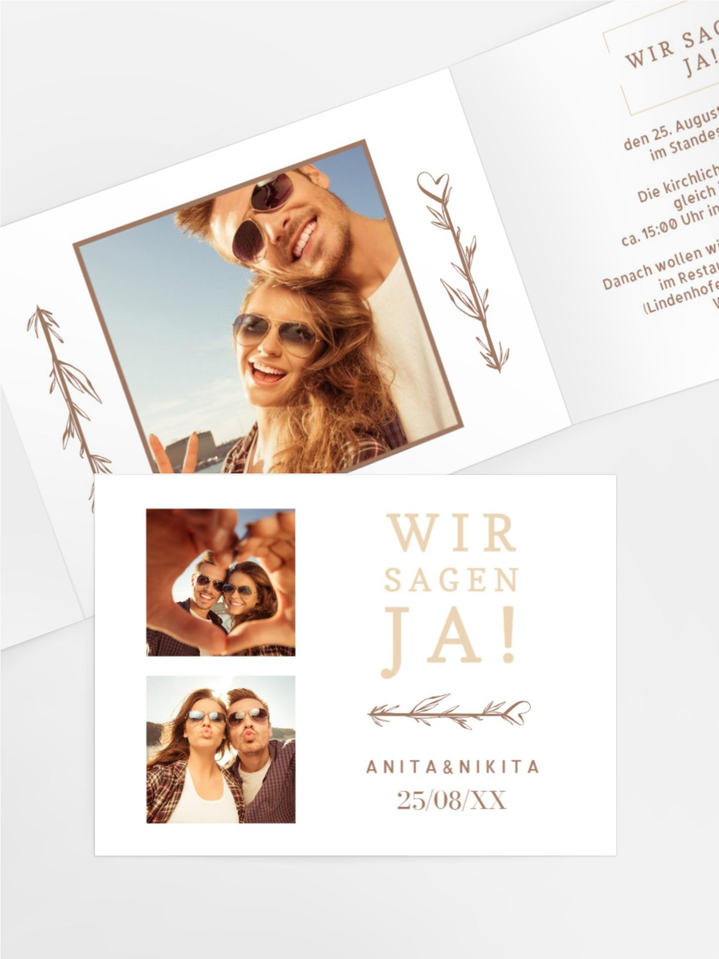 Hochzeitseinladung Gemeinsame Bildreihe