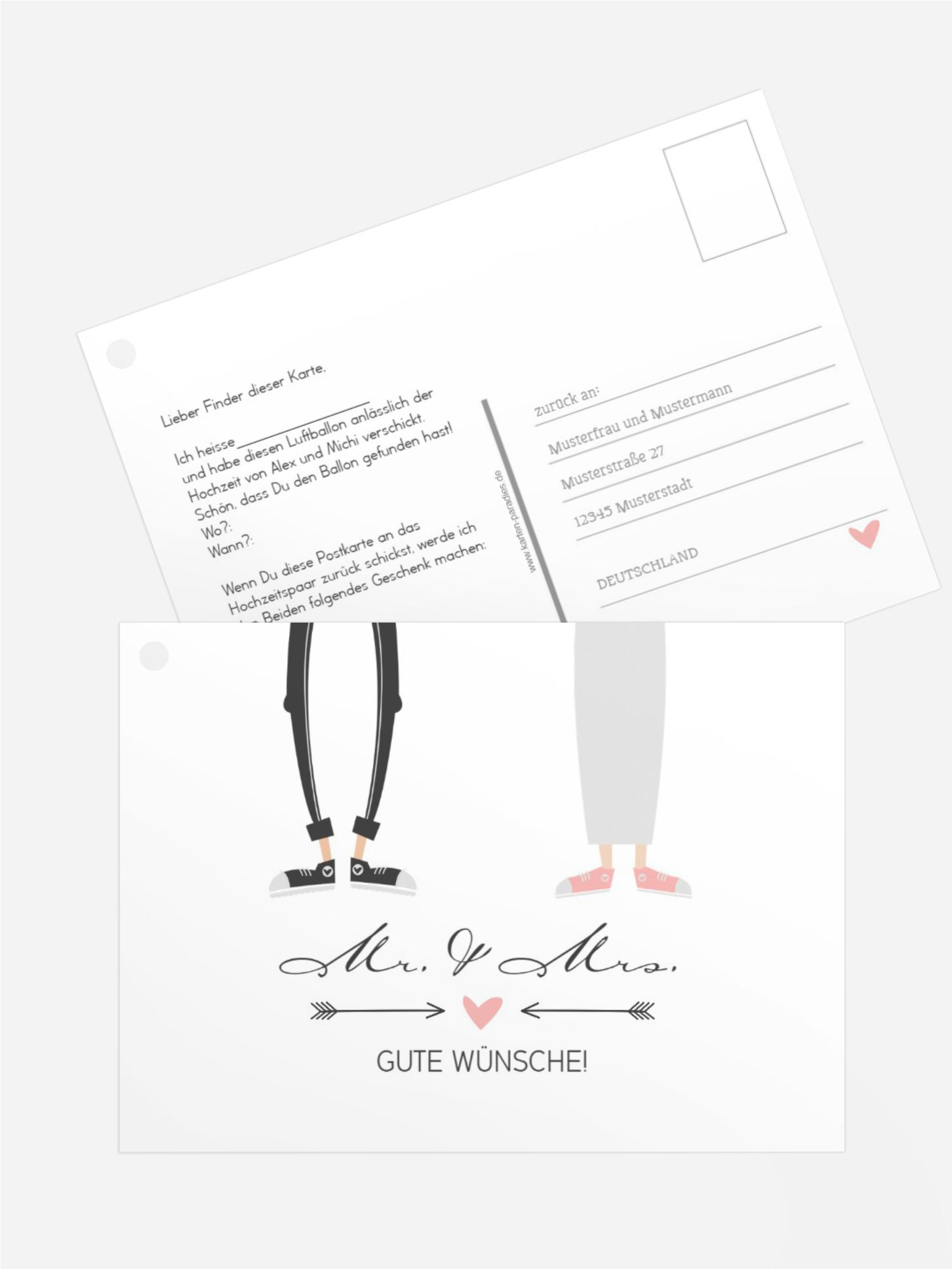 Ballonkarte zur Hochzeit Pärchen