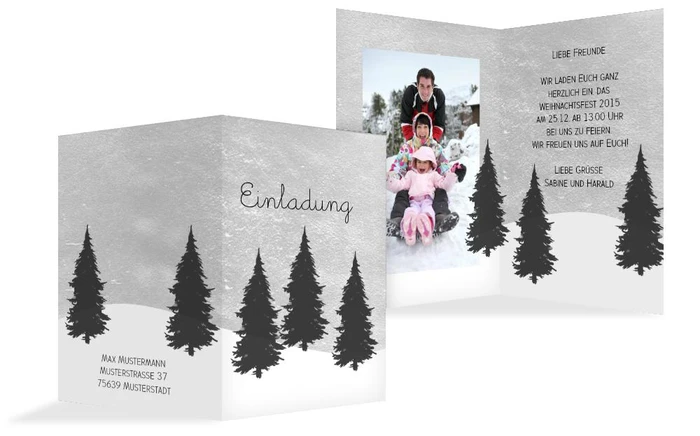 Foto Weihnachtseinladung Winterwald Foto Weihnachtseinladung Winterwald