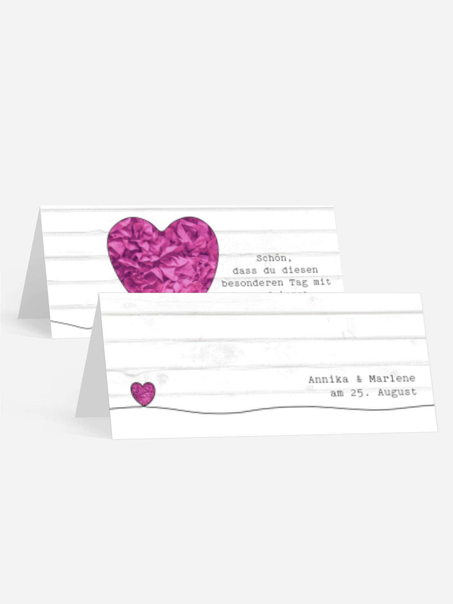 Tischkarte zur Hochzeit Mrs+Mrs