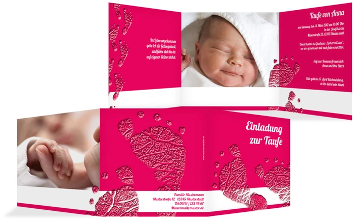 Einladungskarte Taufe Footprints
