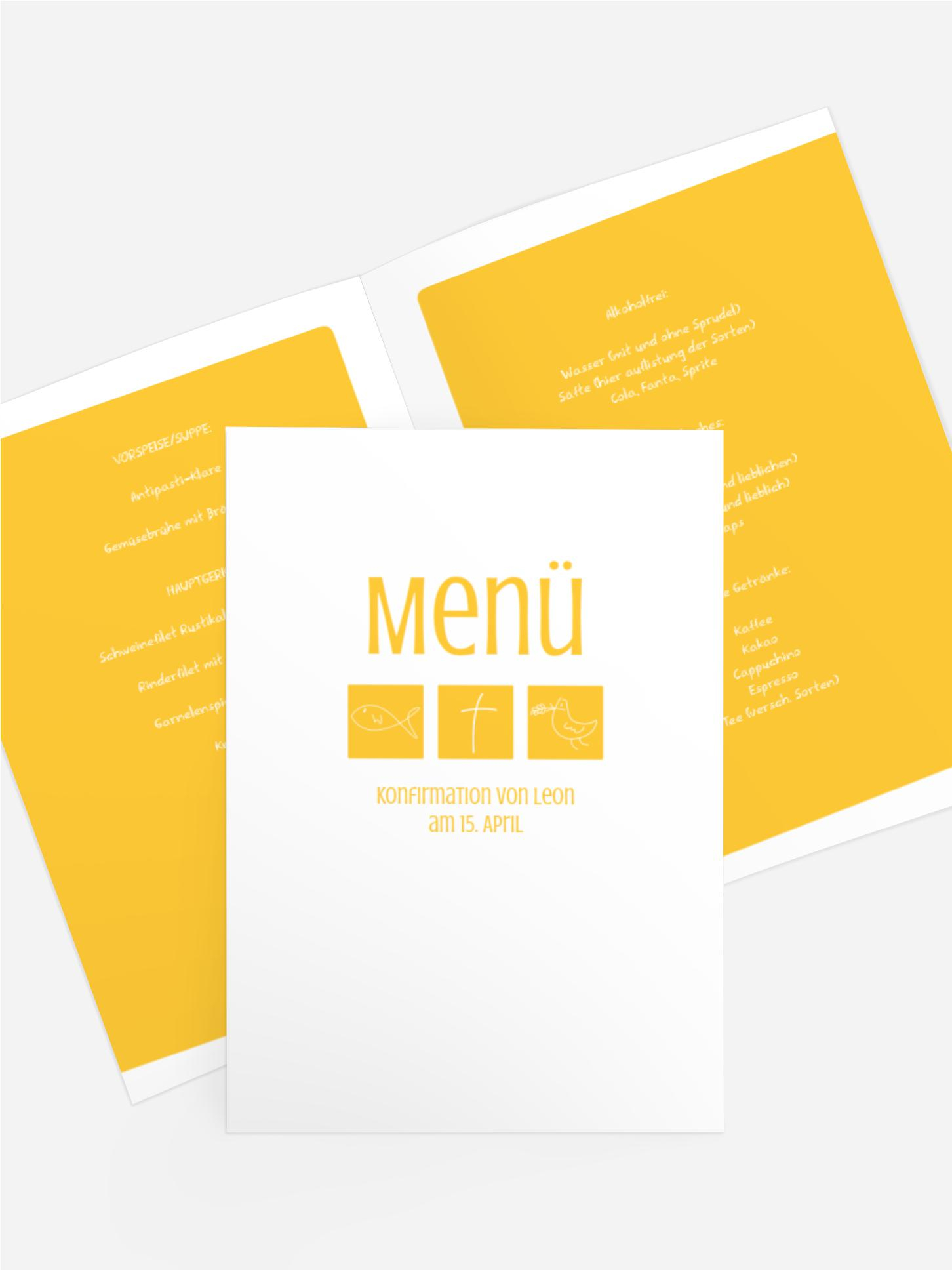 Menükarte Konfirmation Triple