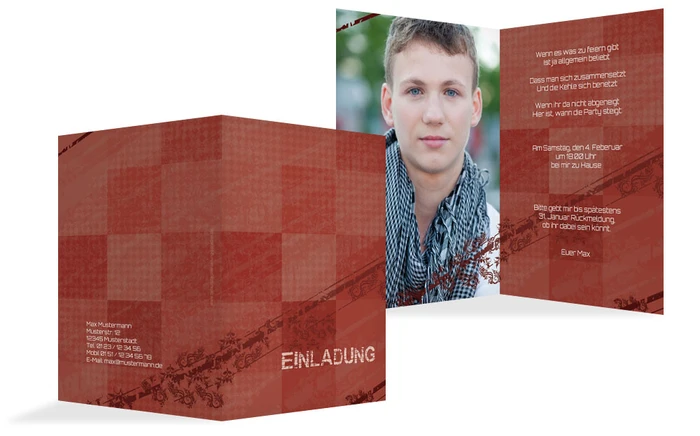 Einladungskarte für Jugendliche farbige Würfel Foto