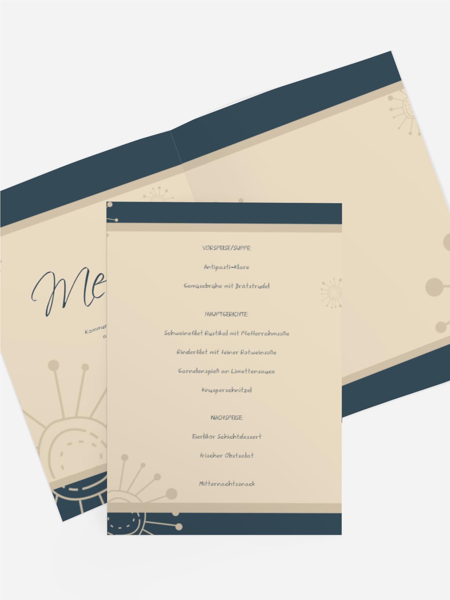 Menükarte Kommunion Blumen