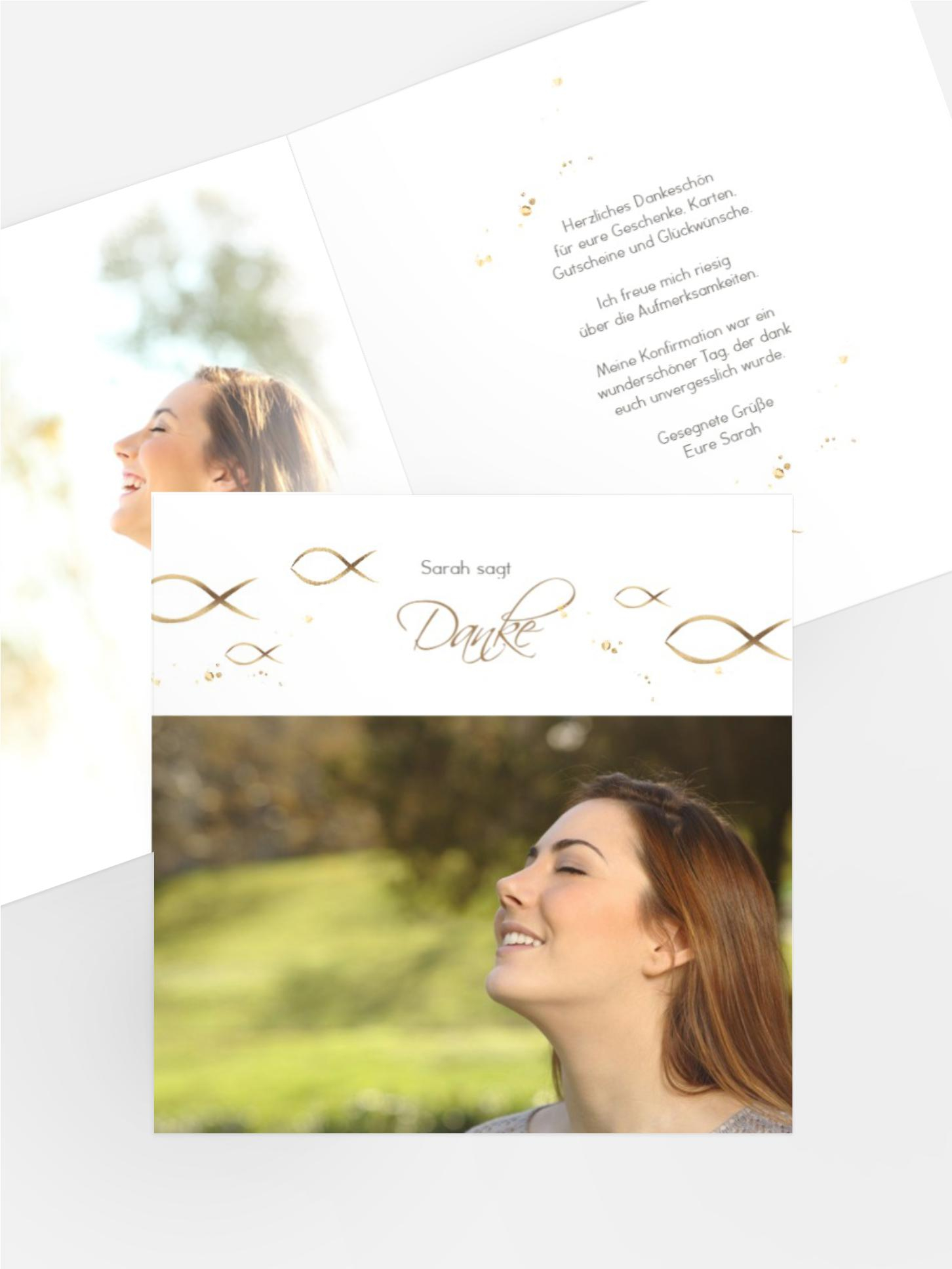 Dankeskarte Konfirmation Goldfisch und Flecken