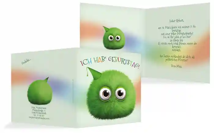 Geburtstagseinladung Flauschkugel