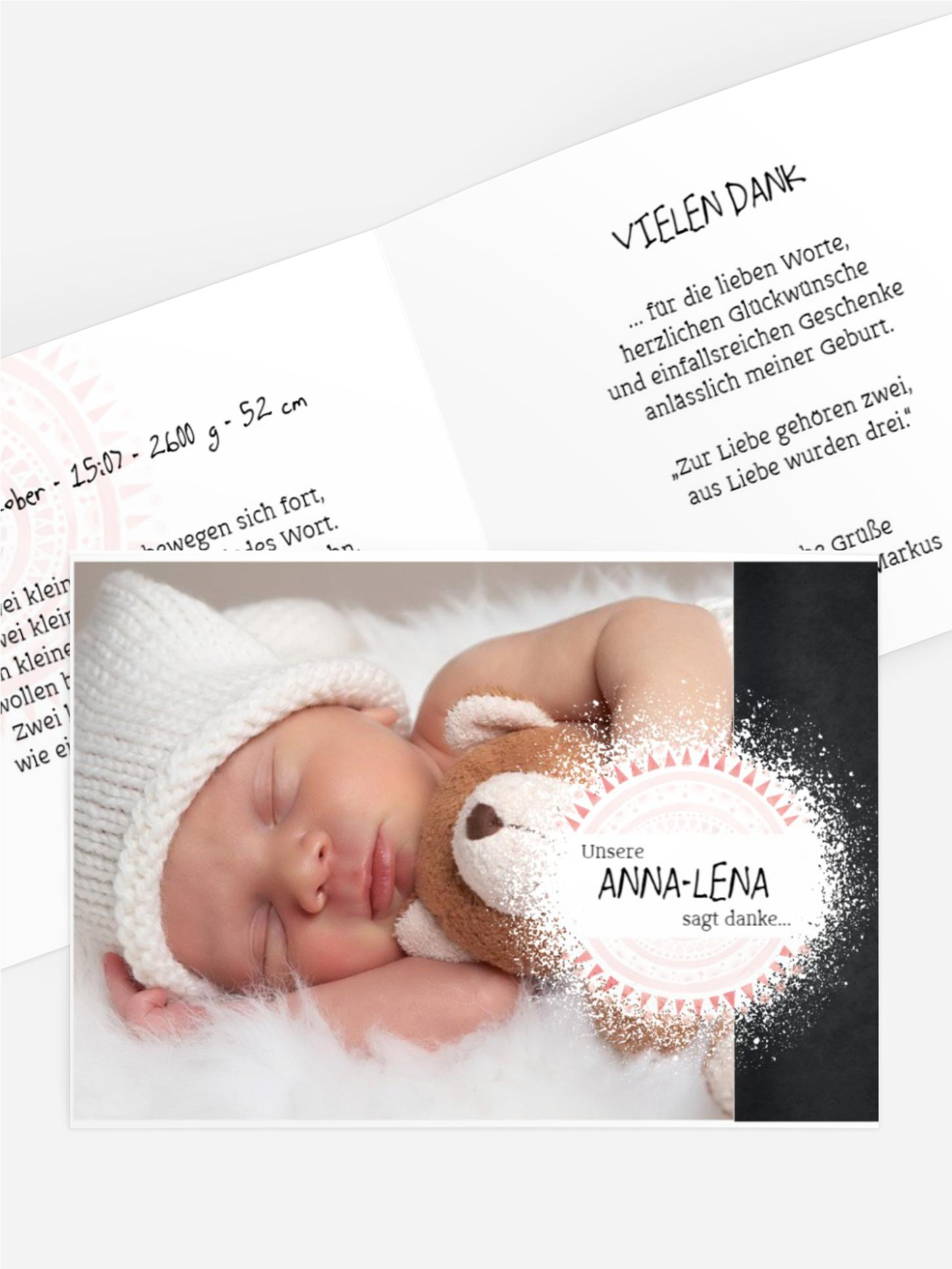 Geburt Dankeskarte Mandala