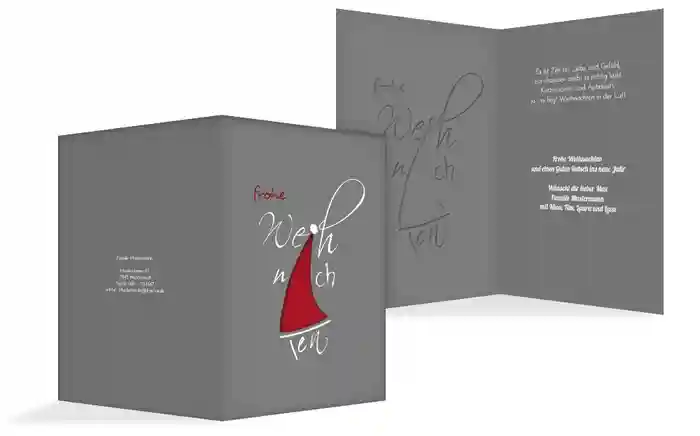 Weihnachts Grußkarte privat Buchstabenmütze