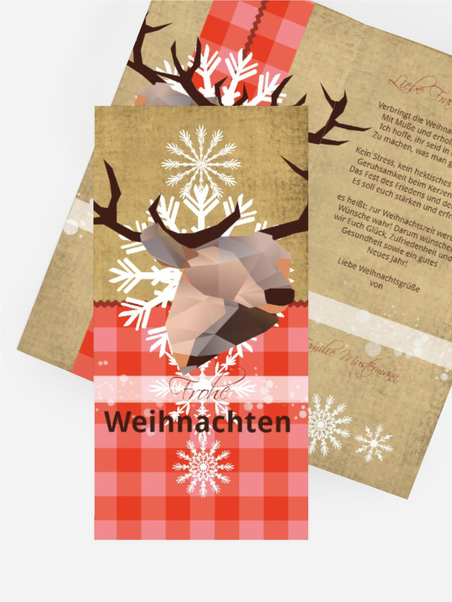 Weihnachtsgrußkarte Hirschkopf 
