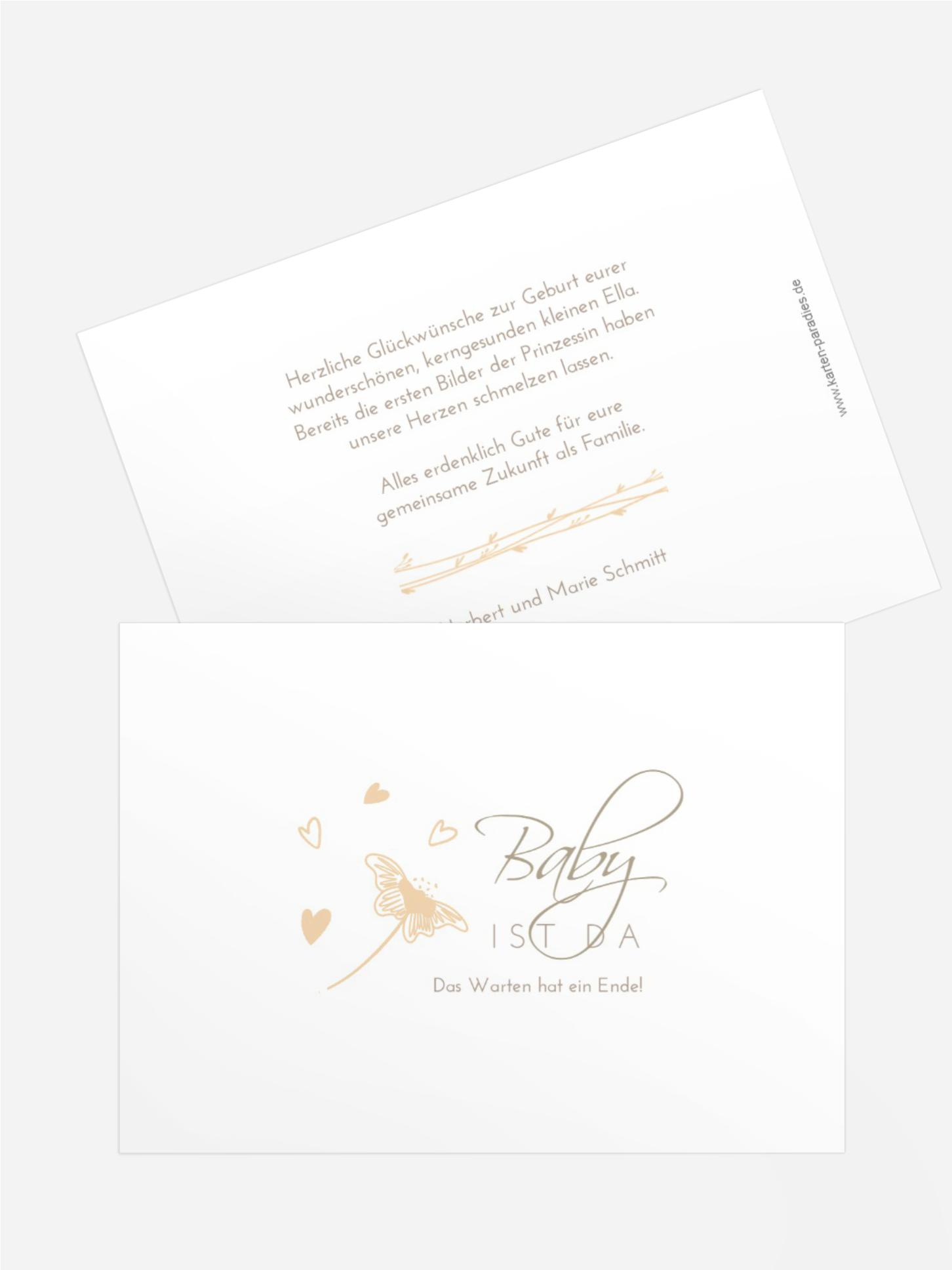 Glückwunschkarte zur Geburt Rankenstrang