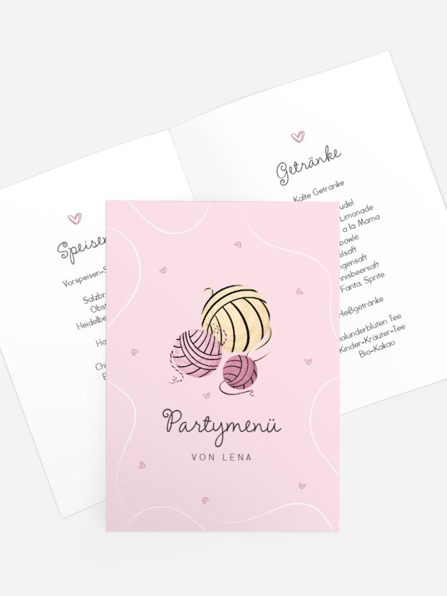 Menükarte Kindergeburtstag Süßes Kätzchen