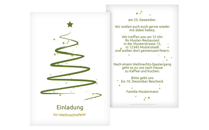 Einladungskarte Weihnachten Privat Wunderbaum Einladungskarte Weihnachten Privat Wunderbaum