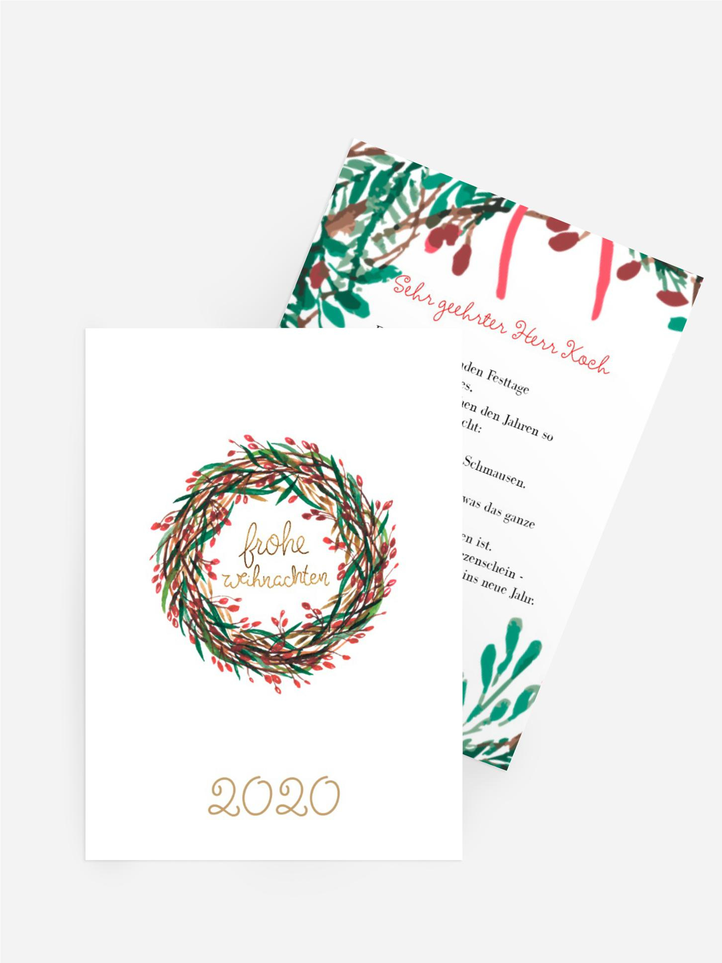 Weihnachtsgrußkarte Weihnachtskranz Weihnachtsgrußkarte Weihnachtskranz