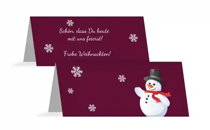 Weihnachtstischkarte Schneemann