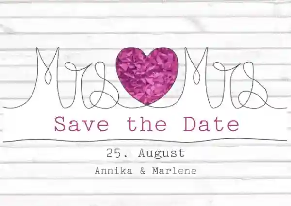 Save the Date Karte zur Hochzeit Mrs+Mrs