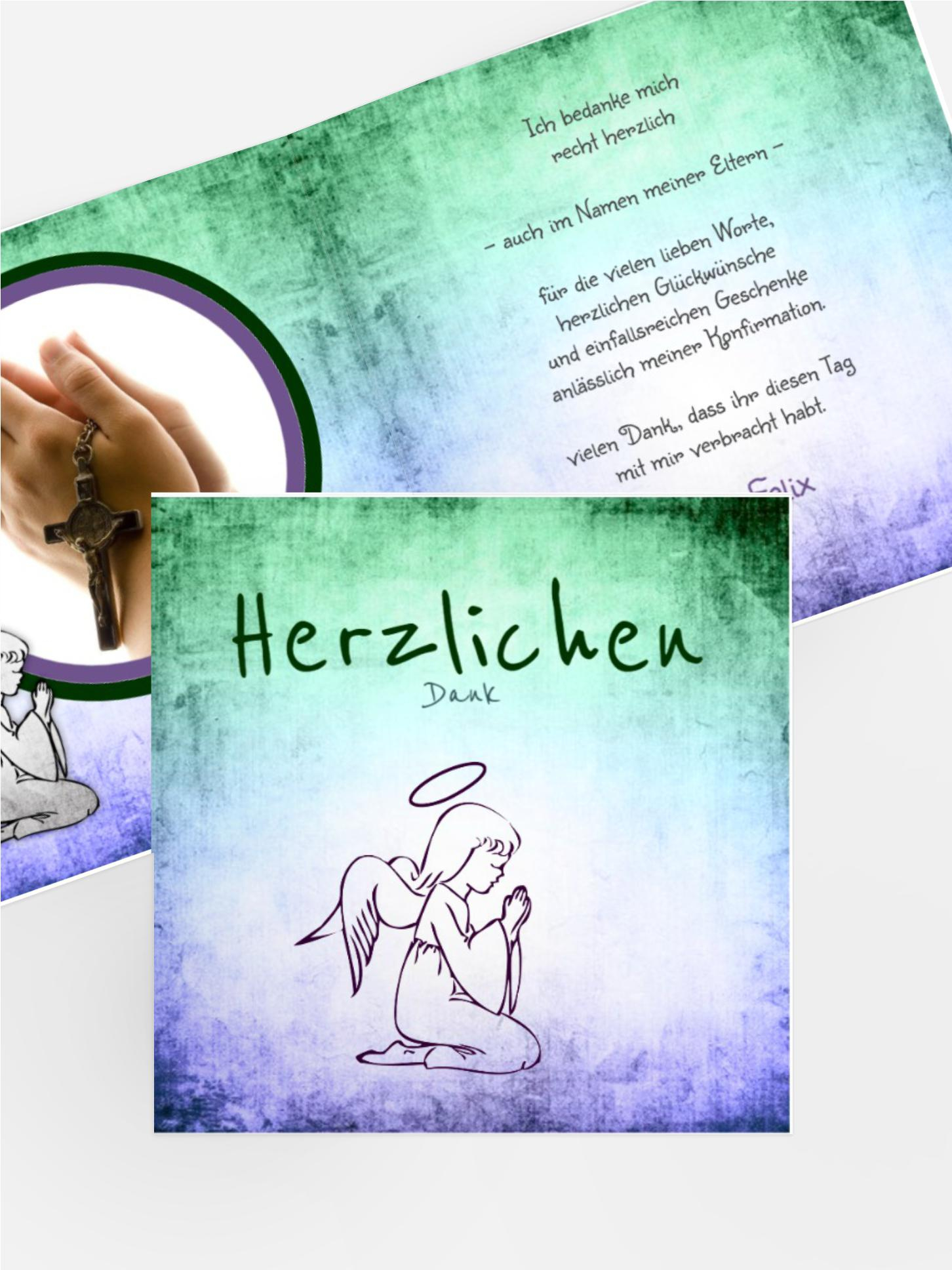Dankeskarte Konfirmation grunge Engel Dankeskarte Konfirmation grunge Engel