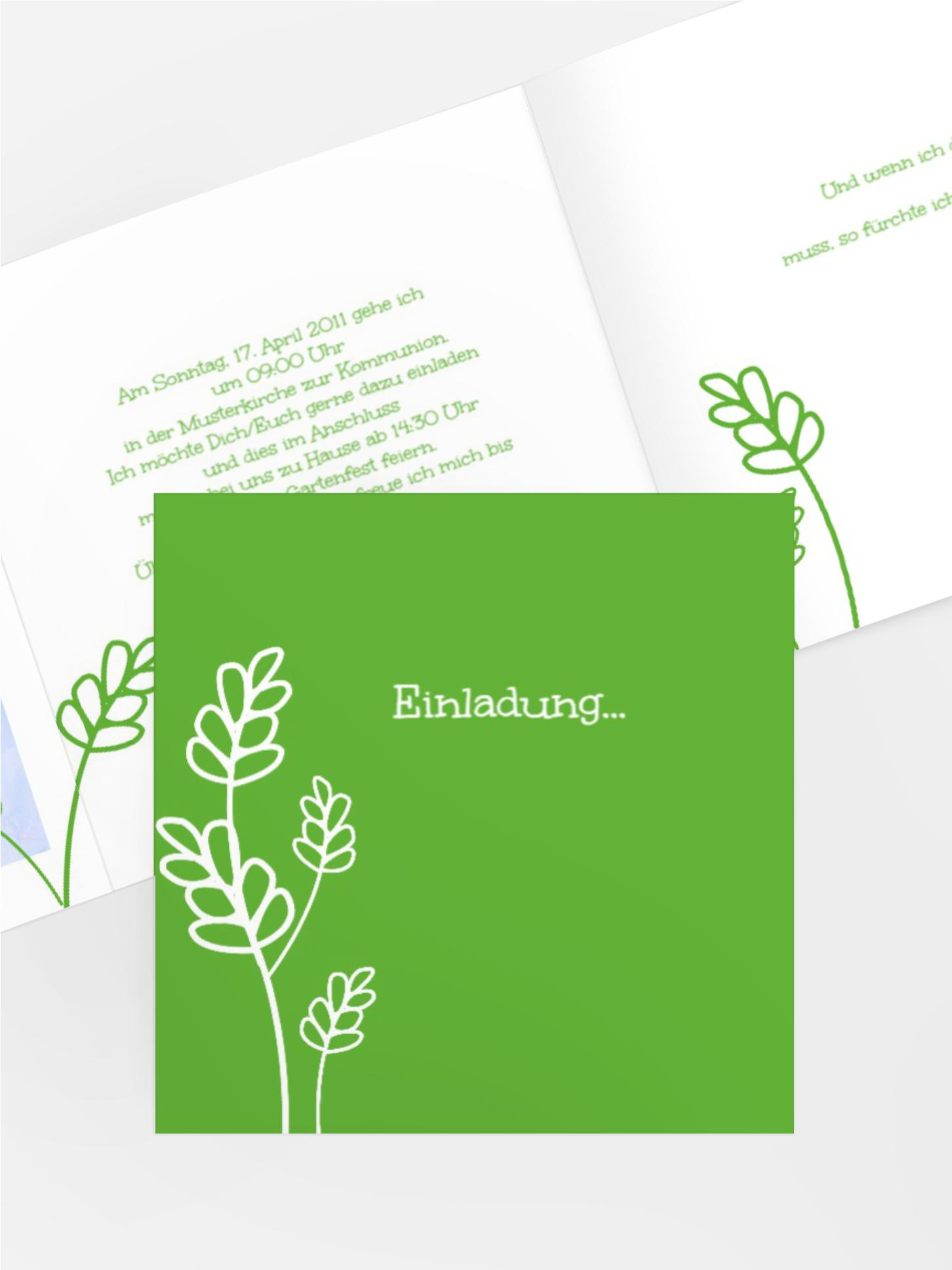 Einladungskarte Kommunion Gräser