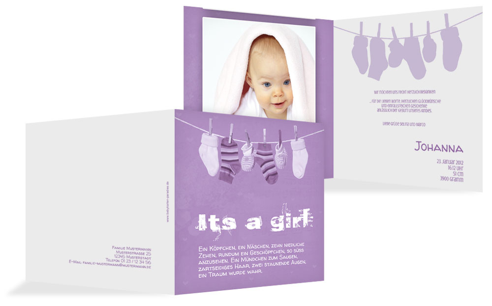 Dankeskarte zur Geburt It's a girl Dankeskarte zur Geburt It's a girl