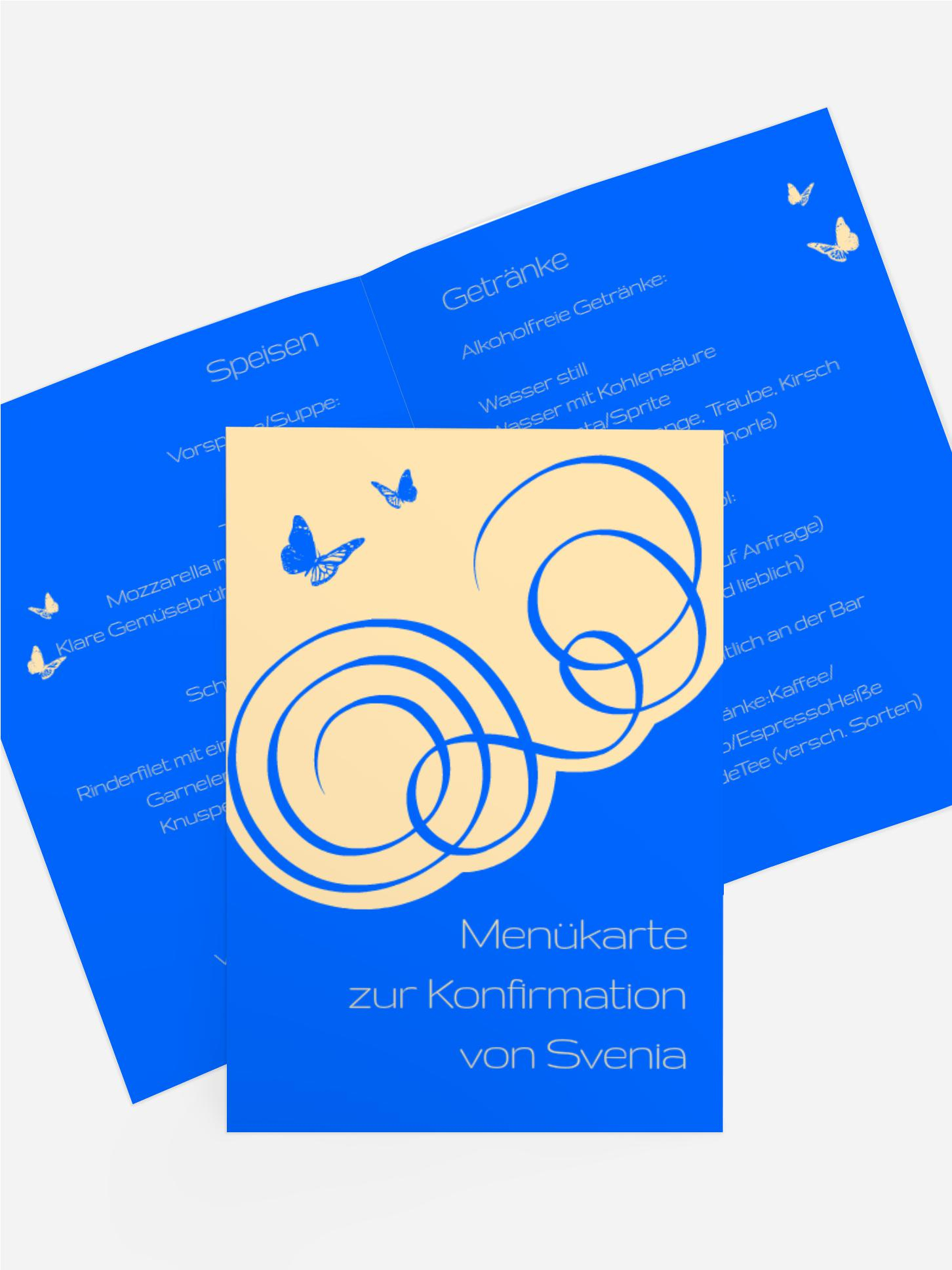 Menükarte Konfirmation Butterfly