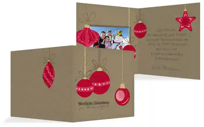 Foto Weihnachtseinladung Bunte Kugeln