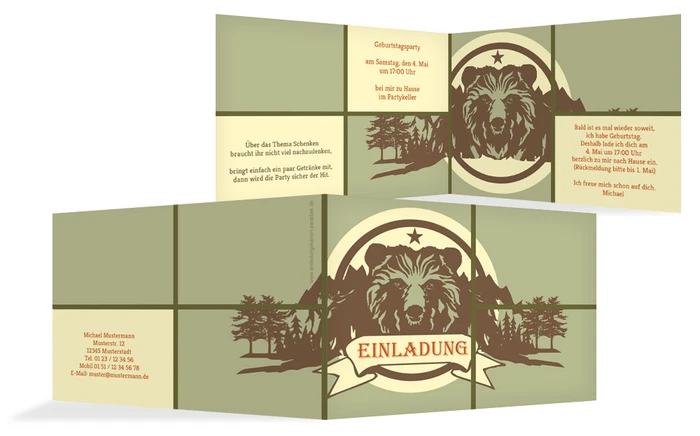 Geburtstagseinladungskarte Grizzly