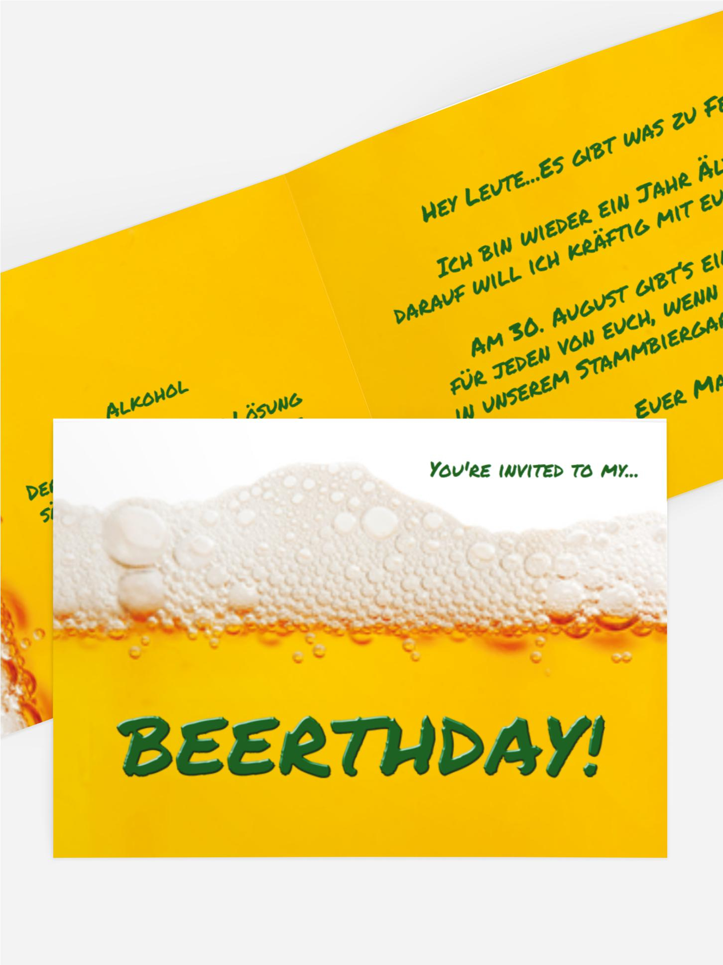 Geburtstagseinladung Beerthday Geburtstagseinladung Beerthday