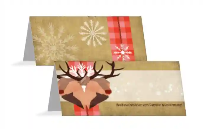 Weihnachtstischkarte Hirschkopf
