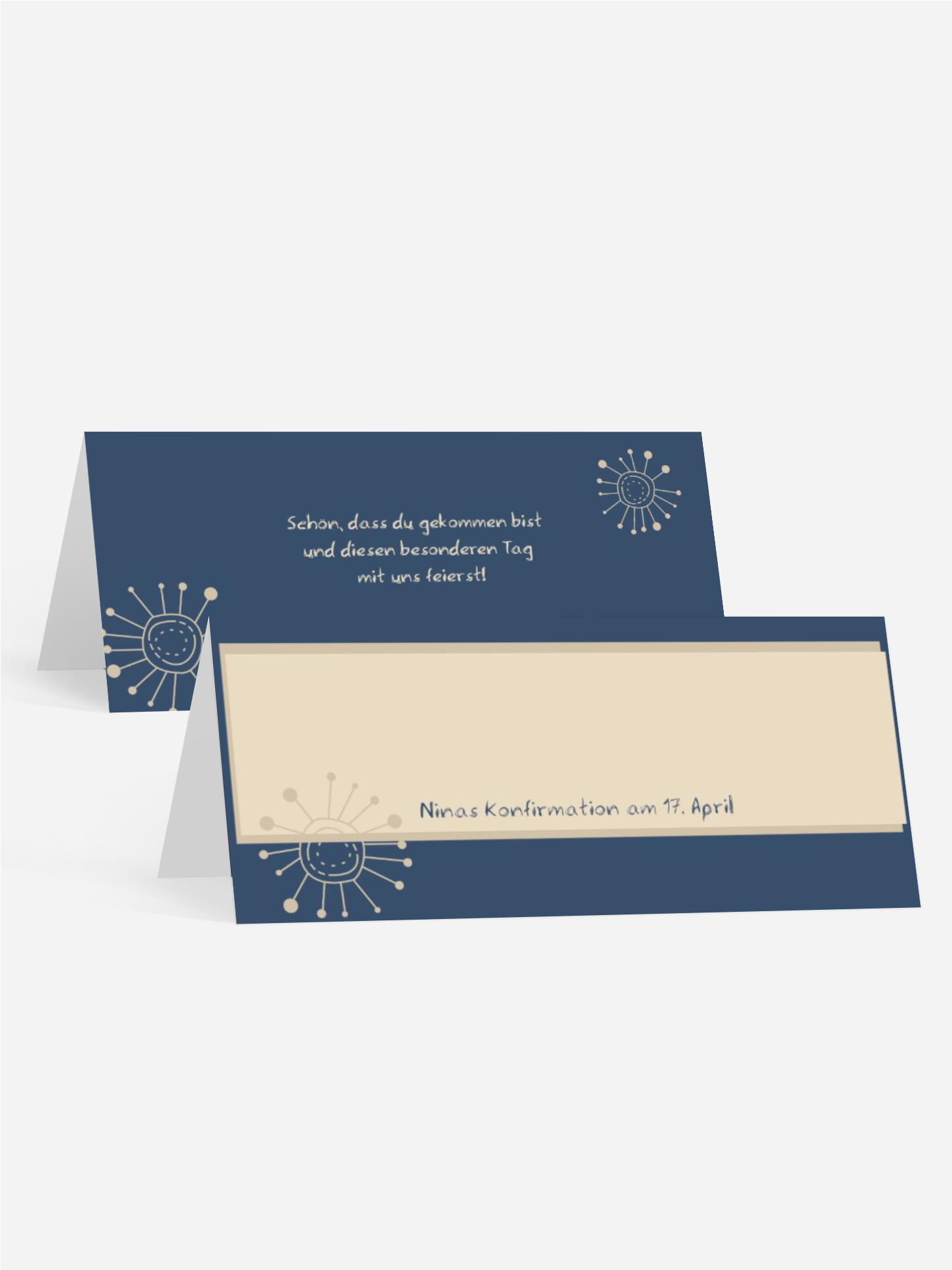 Tischkarte Konfirmation Blumen