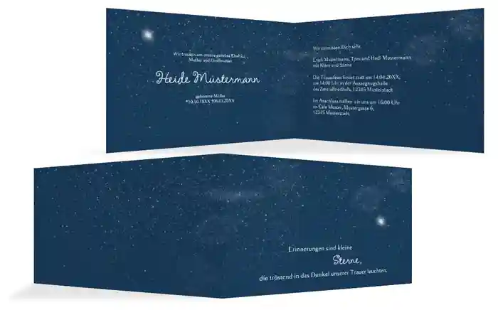 Trauerkarte starry sky quer Trauerkarte starry sky quer