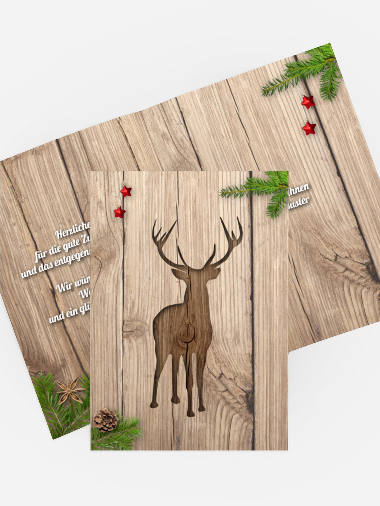 Weihnachts Grußkarte geschäftlich Holztisch