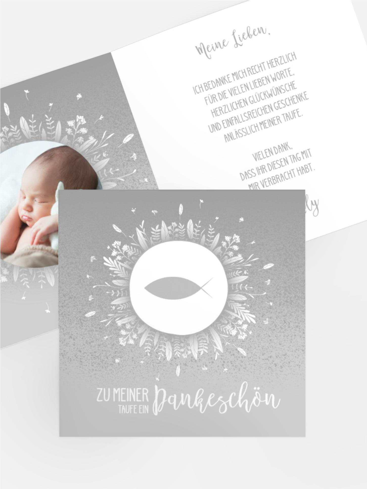 Dankeskarte Taufe Blumenfisch