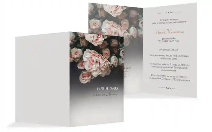 Trauerkarte Trauer Rosen hoch