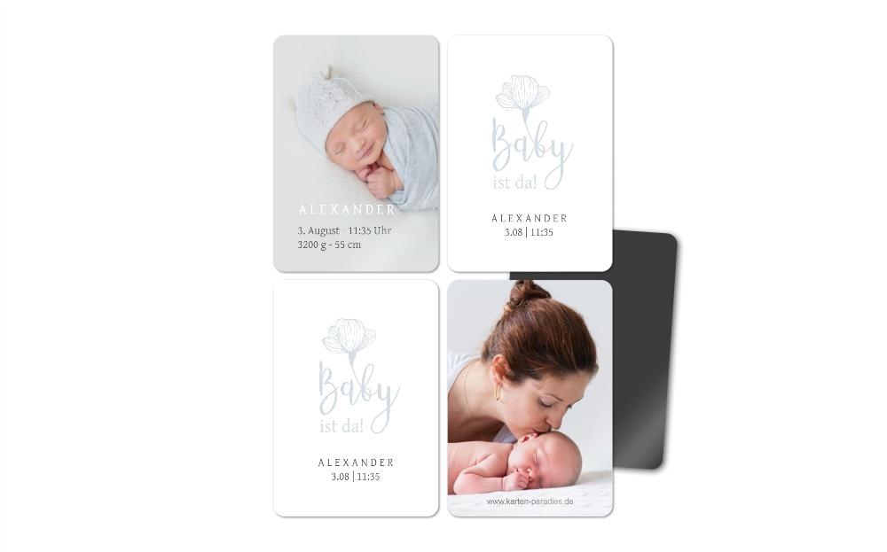 Fotomagnete zur Geburt Silhouetten Blume