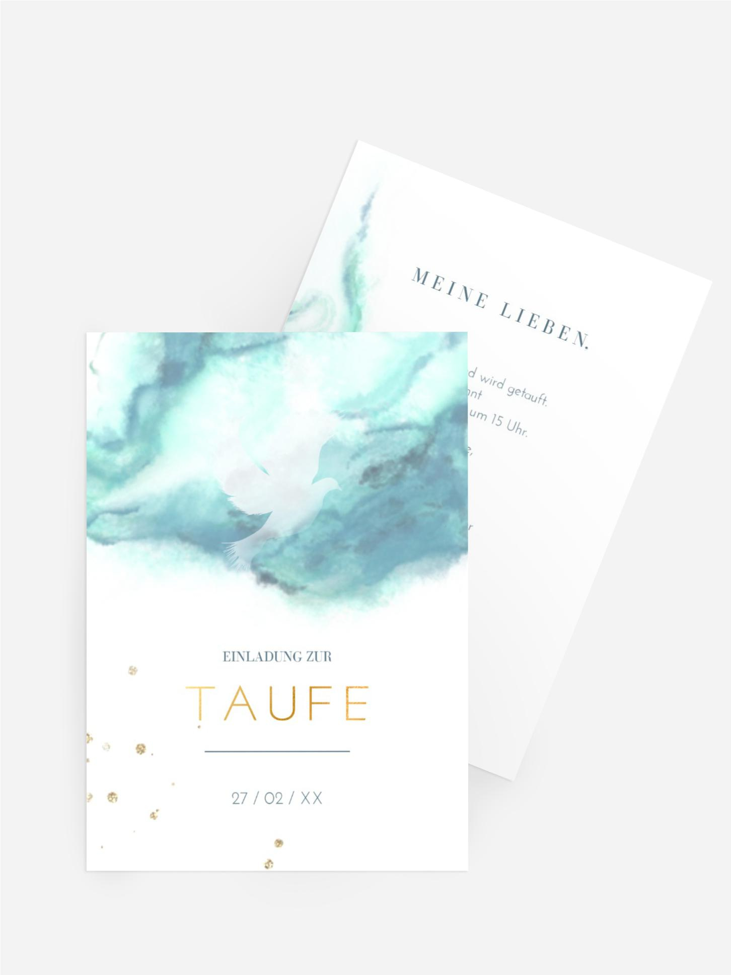 Einladungskarte Taufe Engelstaube