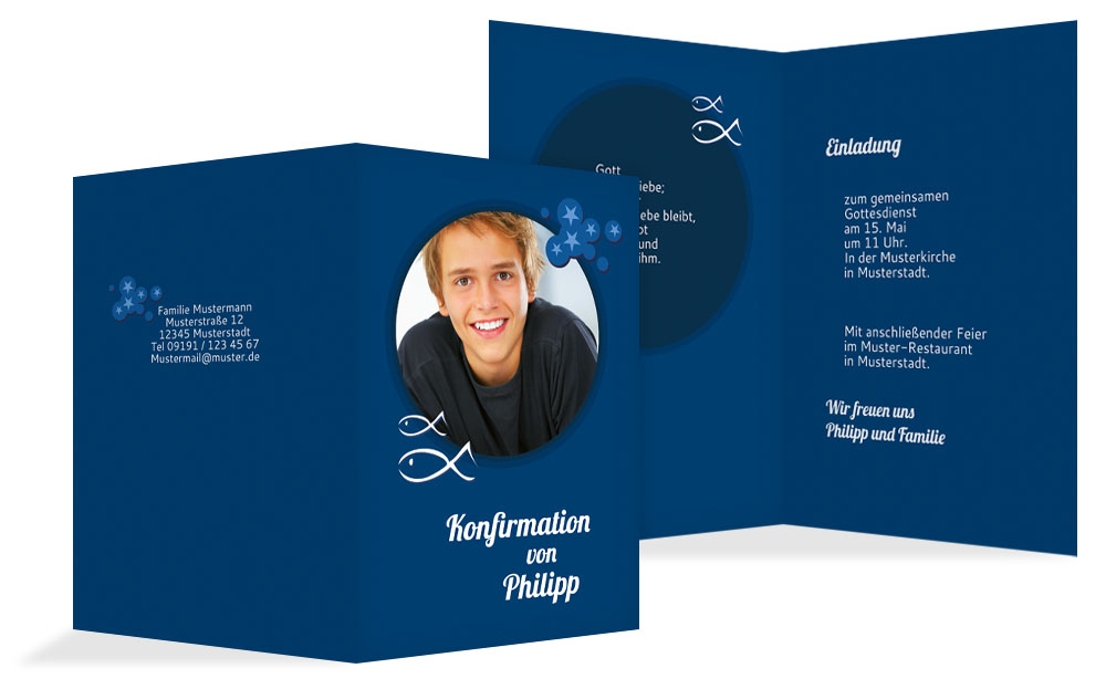 Einladungskarte Konfirmation Star
