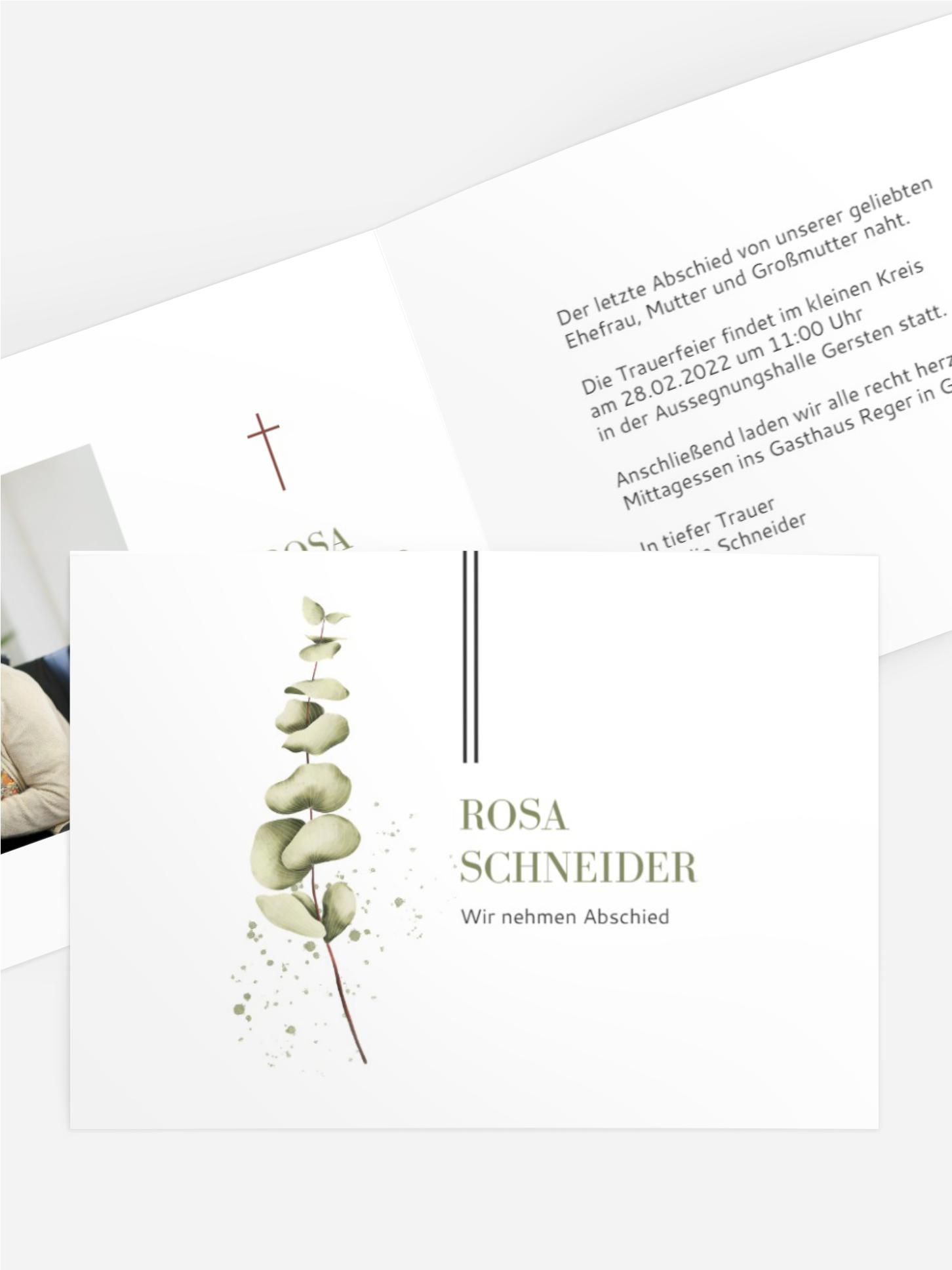 Karte zur Trauer Eukalyptuszweig