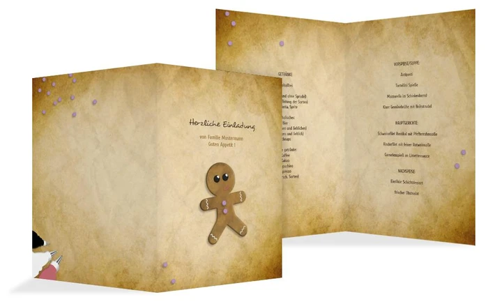 Weihnachtsmenükarte Lebkuchenmännchen