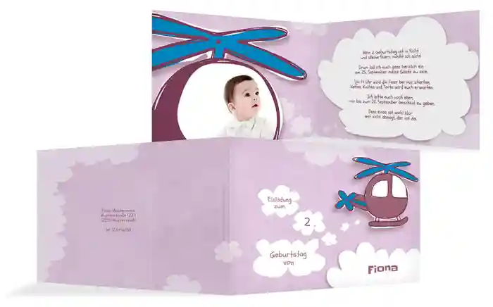 Einladungskarte Geburtstag Hubschrauber Foto