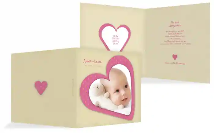 Baby Dankeskarte Herzform