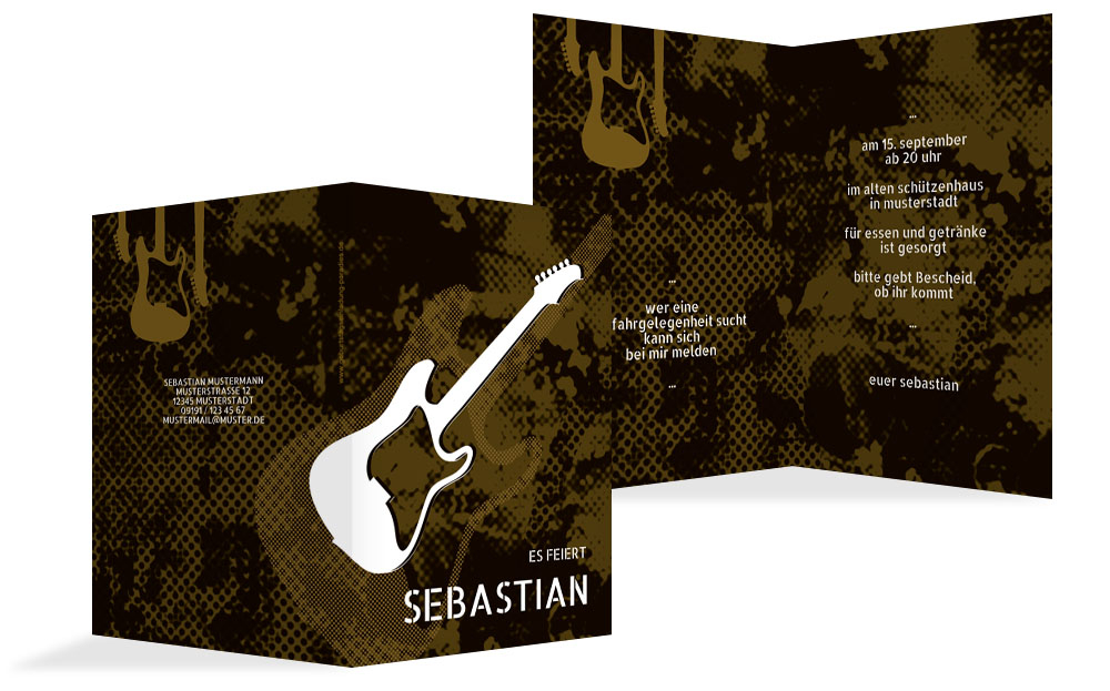Karte zum Geburtstag Guitar