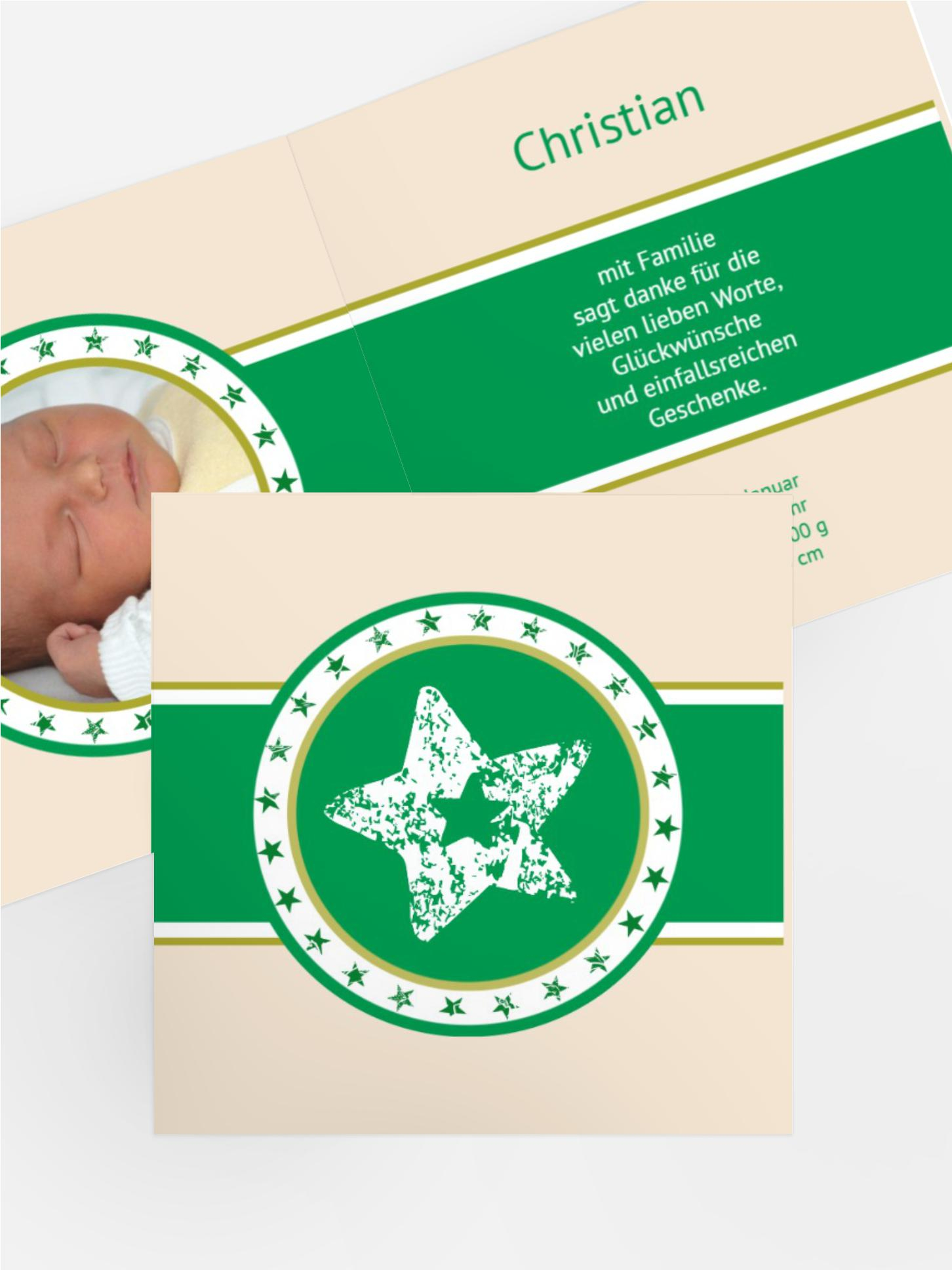 Geburt Dankeskarte Stern