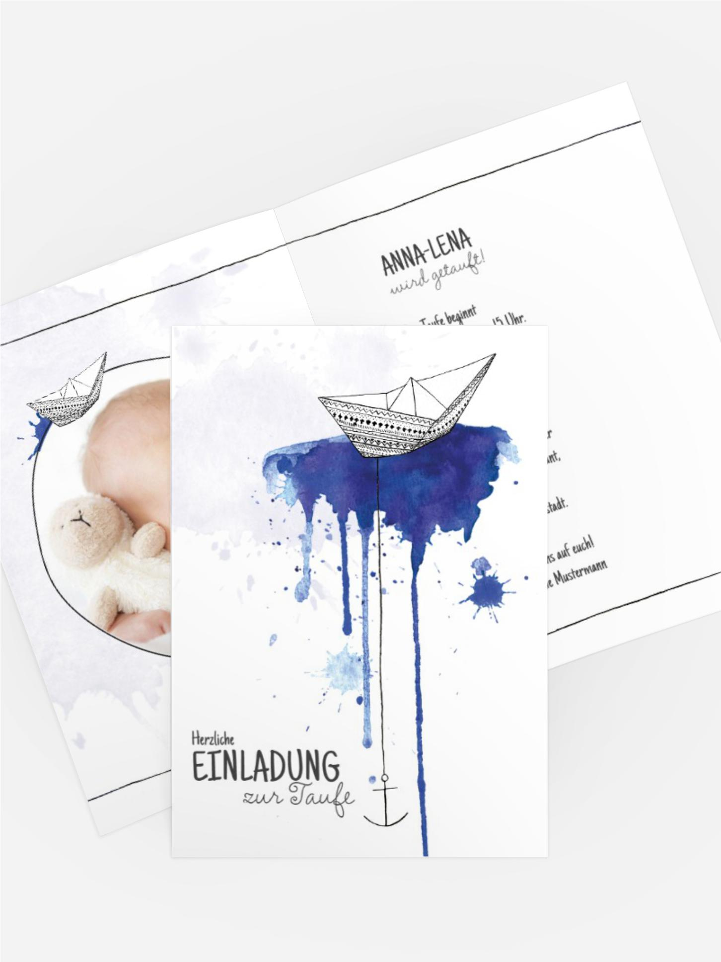 Taufeinladung Origamischiff