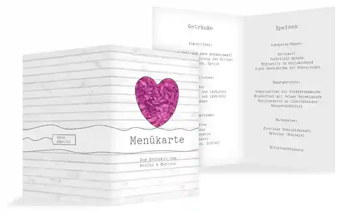 Menükarte zur Hochzeit Mrs+Mrs